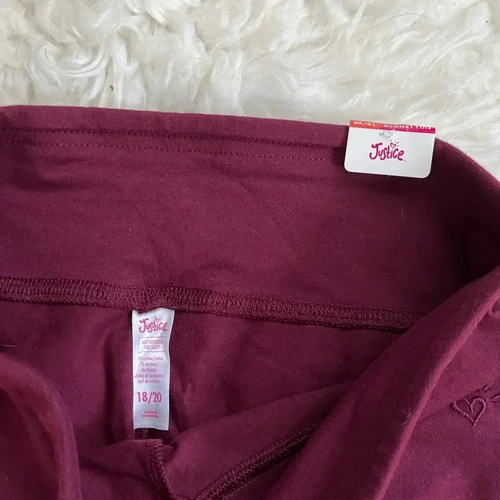 Justice burgandy leggings Size 18/20